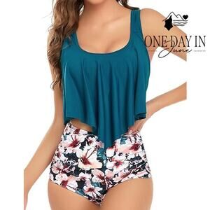 Edel Qual High Waist Flounce Bikini Swimsuit Size L